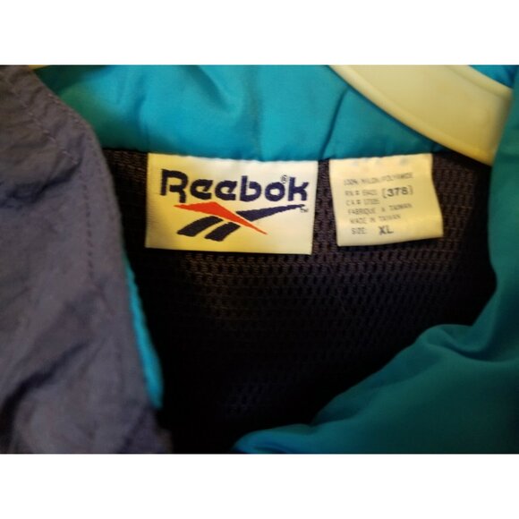 VTG Reebok Wind Breaker Nylon Jacket Embroidered Logo White Blue Track XL - Picture 3 of 11